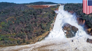 Oroville Dam Spillway damage causes massive evacuation of over 180000 residents  TomoNews [upl. by Nosak670]