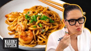 15minute Garlic Shrimp Udon Noodles  Marions Kitchen [upl. by Zitah268]