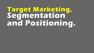 Target Marketing Segmentation and Positioning [upl. by Neila33]