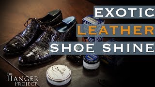 How to Polish Reptile Leather Shoes  Exotic Leather Shoe Care [upl. by Nairahcaz133]