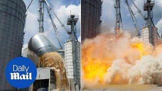 Shocking moment grain store explodes after collapsing  Daily Mail [upl. by Whiting]