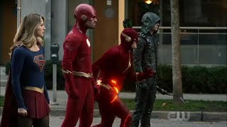 Barry from Earth 90 Oliver Kara and Barry meet the Monitor  Elseworlds Part 2 Ending [upl. by Eiryk]