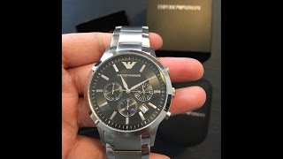 Emporio Armani Mens Chronograph Watch  AR 2434  Unboxing video  Latest 2023  Silverblack [upl. by Monson]