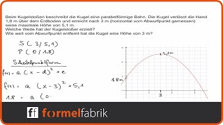 Quadratische Funktionen Textaufgabe Kugelstoßen [upl. by Mindi]