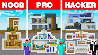 Minecraft NOOB vs PRO vs HACKER MODERN UNDERGROUND HOUSE BUILD CHALLENGE in Minecraft Animation [upl. by Dnaletak185]