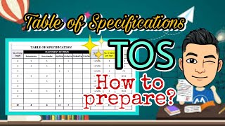 Table of Specifications TOS using Excel [upl. by Dippold]