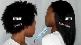 HOW TO STRAIGHTEN 4C NATURAL HAIR [upl. by Daffy877]