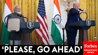 BREAKING NEWS Trump Indias Modi Take Questions From Reporters At White House Press Briefing [upl. by Dittman]