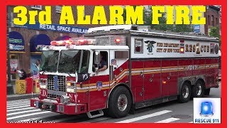 Manhattan 3rd ALARM  Major FDNY response  Lots of lights amp siren action [upl. by Furnary]