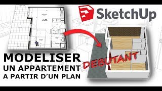 SketchUp DEBUTANT  Modeliser un appartement en 3D [upl. by Eisle850]