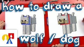 How To Draw A Minecraft Wolf dog [upl. by Zigmund557]