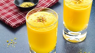 Restaurant Style Mango Lassi  Indian Yogurt Drink Mango Lassi Recipe with Mango Pulp [upl. by Maillij]