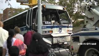 MTA Bus NovaBus RTS 9212 being towed amp Orion V exBL 104 on the Q23  HHarding Expressway [upl. by Ylrebmyk809]