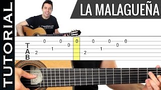 Como tocar LA MALAGUEÑA en guitarra tutorial completo MUY FACIL Y DIVERTIDO [upl. by Brigid]