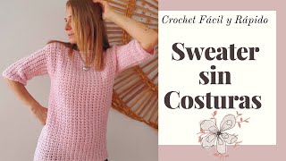 SWEATERBLUSA A CROCHET SIN COSTURAS English Subtitles [upl. by Aisyle595]