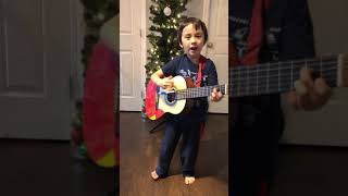 5 year old plays Country Roads Take Me Home on guitar by John Denver [upl. by Narine724]