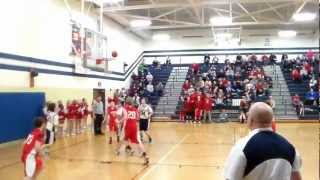 Buzzer beater while laying on floor Blanchester 8th grade boy makes shot while laying on floor [upl. by Chastity]