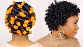 HOW TO  Perm Rod Set on Short Natural Hair Tutorial amp Night Time Hair Routine [upl. by Erdnassac731]