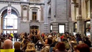 Movie 3 Flash Mob Grease  Antwerp Central Station [upl. by Kermy994]