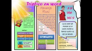 TRIPTICO EN WORD PASO A PASO [upl. by Neerhtak]