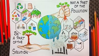 Drawing a Poster on Environmental Pollution 🌏 Earth Day 2021 [upl. by Tucker]