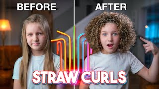 Heatless Curls  Straight to Curly Hair Tutorial  Straw Curls [upl. by Averyl739]