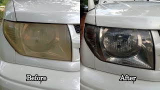 How To Restore Headlights  Mitsubishi Pajero Head Light Restoration [upl. by Hgielyk]