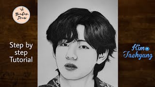 How to draw BTS V step by step  Kim Taehyung Pencil Sketch  Drawing Tutorial  YouCanDraw [upl. by Collie]