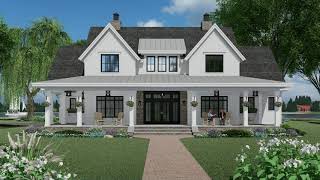 MODERN FARMHOUSE PLAN 09800317 WITH INTERIOR [upl. by Bordie]