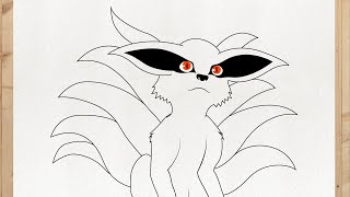 How to draw KURAMA from Naruto 9 tailed fox  kyuubi  step by step easy [upl. by Nyasuh568]