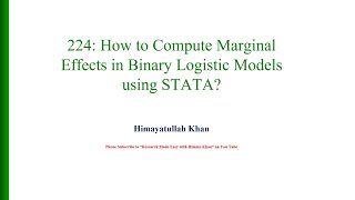 224 How to Compute Marginal Effects in Logit Models using STATA [upl. by Chesney164]