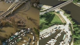 River Thames flooding before and after aerials [upl. by Haek433]