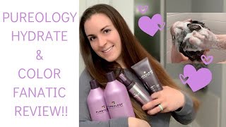 Pureology Hydrate and Color Fanatic Review and Demo Shampoo Conditioner Pureology MultiTasking [upl. by Rowney]