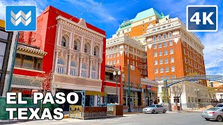 4K Downtown El Paso Texas USMexico Border City Walking Tour amp Travel Guide 🎧 Binaural City [upl. by Amice659]