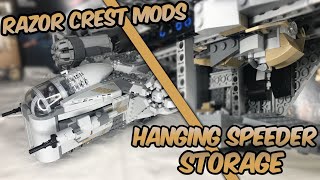 LEGO 75292 Razor Crest Mods Hanging Speeder Storage Cockpit Mods amp More [upl. by Enilehcim]