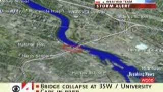 WCCO 35w Bridge First report of collapse [upl. by Lyns782]