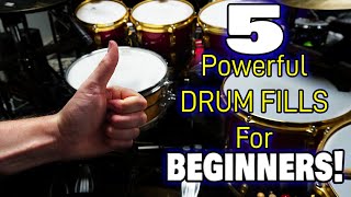 5 POWERFUL Drum Fills For Beginners  Easy Beginner Drum Fills  DRUM LESSON [upl. by Thill]