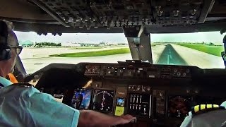 Boeing 747 Cockpit View  TakeOff from Miami Intl MIA [upl. by Ayalahs]