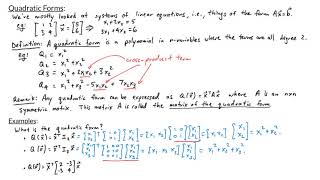 Linear Algebra  Quadratic Forms [upl. by Aicital]