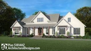 3Bed Modern Farmhouse House Plan 51814HZ Tour amp Walkthru ADHousePlans 2500 Sq Ft Farmhouse Plan [upl. by Obnukotalo]