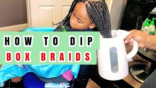 HOW TO DIP BOX BRAIDS  HOW TO SEAL KNOTLESS BRAIDS  VLOGMAS DAY 16 [upl. by Larcher]