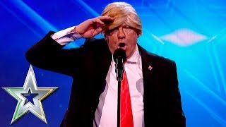 Donald Trump impersonator escorted from stage  Irelands Got Talent [upl. by Irik411]