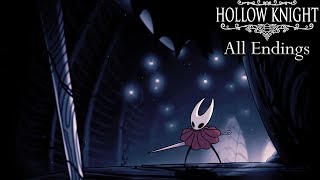 Hollow Knight  All Endings Including Godmaster DLC Endings [upl. by Nywg]