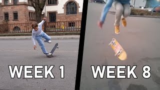 MY 2 MONTH SKATEBOARDING PROGRESSION from nothing to bigspins etc [upl. by Atimad]