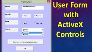 Excel VBA Tutorial 15  UserForm with Textbox Checkbox ListBox Option Button and Command Button [upl. by Eirene876]