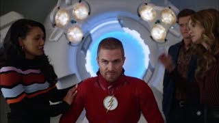 Elseworlds Part 1 Barry realizes he is the Green Arrow Oliver in Star Labs Scene [upl. by Knut]