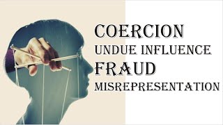 Coercion Undue Influence Fraud Misrepresentation  Indian Contract Act 1872  Law Guru [upl. by Aerdnael]