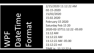 WPF DateTime Formating using C  How to Format Date and Time [upl. by Dearborn]