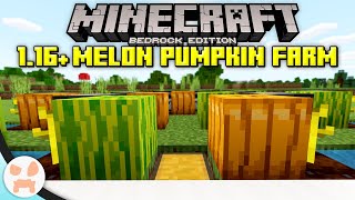 EASY PUMPKIN  MELON FARM TUTORIAL  Minecraft Bedrock 116 [upl. by Clementine546]