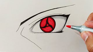 How To Draw Itachis Mangekyou Sharingan  Step By Step Tutorial  Naruto [upl. by Eicyac]